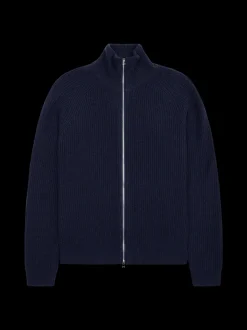 Jass Woll Zip Cardigan, Navy, M