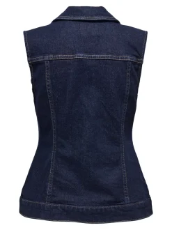 Joana Rinse Denim Vest, Dark Blue Denim, XL
