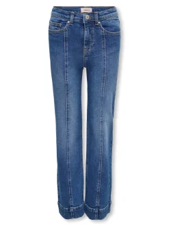 Juicy Pleat Wide Jeans, Medium Blue Denim, 164 cm