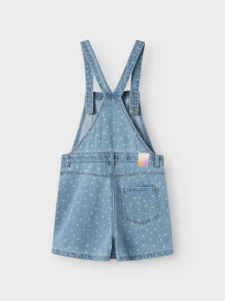 Juliana Denim Overall Shorts, Light Blue Denim, 110 cm