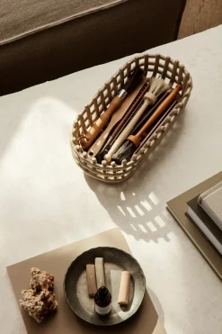 Keramisk Flettet Oval Kurv, Cashmere