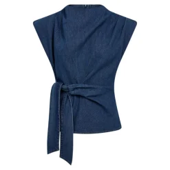 KimmyCC Pleat Top, Dark Denim, M