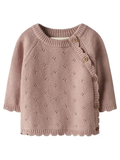 Laguna Wrap Knit Cardigan, Misty Rose, 80 cm