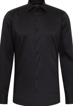 Langærmet Slim Fit Performance Skjorte, Sort, 44