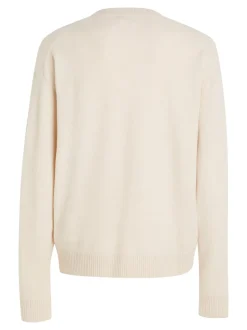 Langærmet Striktrøje, Stoney Beige, M