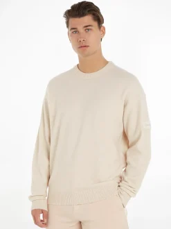 Langærmet Striktrøje, Stoney Beige, M