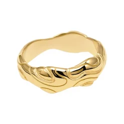 Large Bubbly Flow Ring, Gold Plated, 53