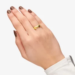 Large Bubbly Flow Ring, Gold Plated, 53