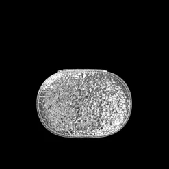 Large Oval Glitter Smykkeskrin, Silver