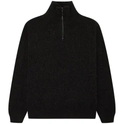 Lass Half-zip Striktrøje, Sort Melange, S