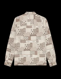 Layton Patchwork Jacquard Overshirt, Light Sand, XL