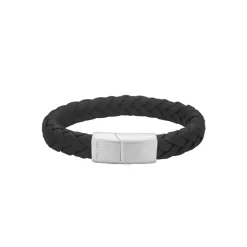 Læderarmbånd, Black, 23 cm