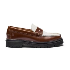Leduc Loafers, Brandy/White Leather, 42