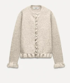 Letty On Frill Cardigan, Birch, M