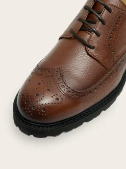 Lightweight Brogue Derby Sko, Cognac Grained, 43