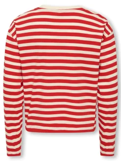 Livina O-Neck Stripe Bluse, High Risk Red, 158-164 cm