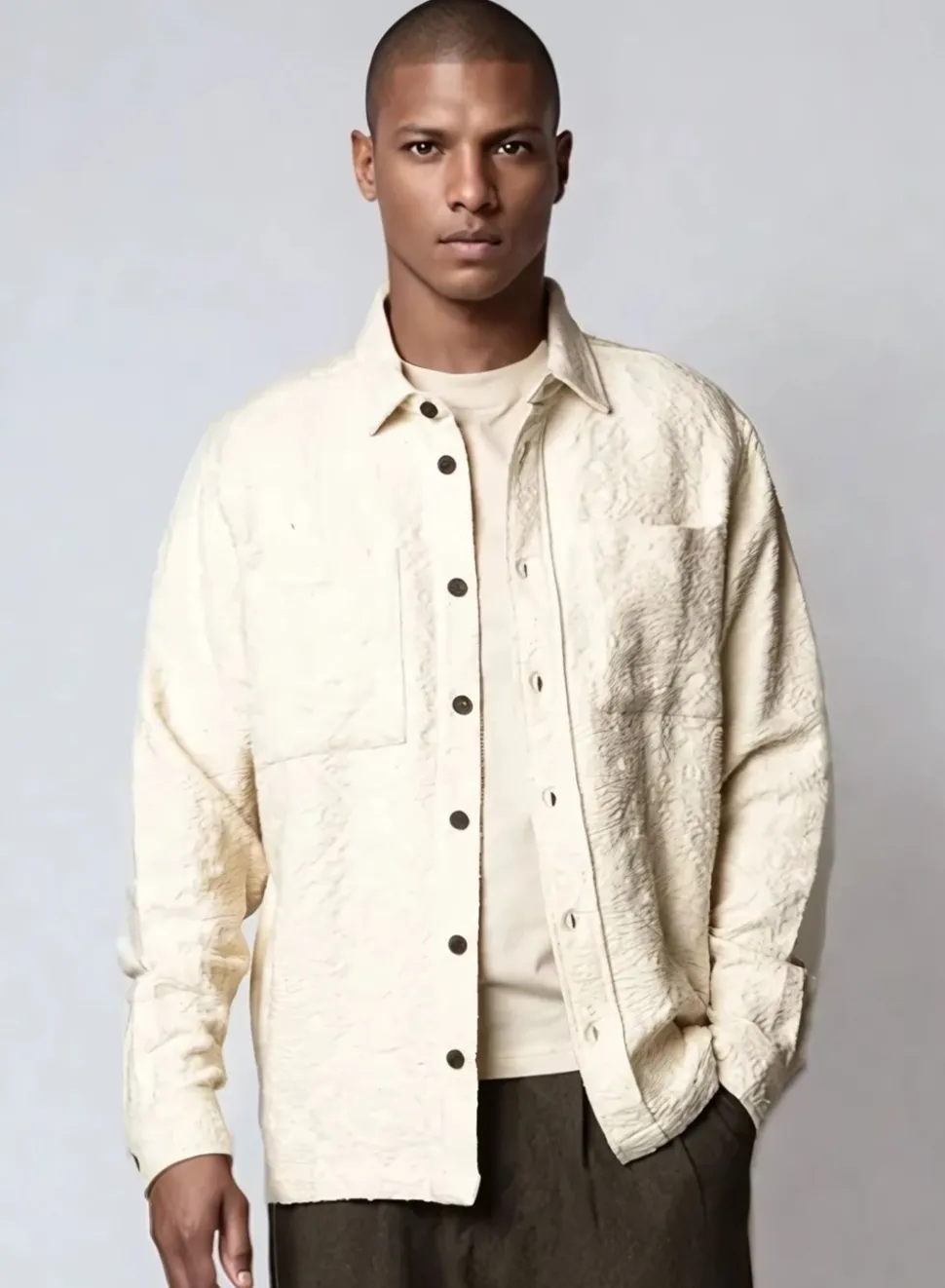Lotus AOP Overshirt, Offwhite, L