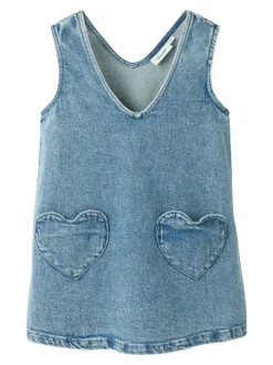 Lulia Denim Spencer Kjole, Medium Blue Denim, 110 cm