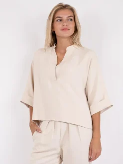 Luma Crepe Bluse, Creme, 36