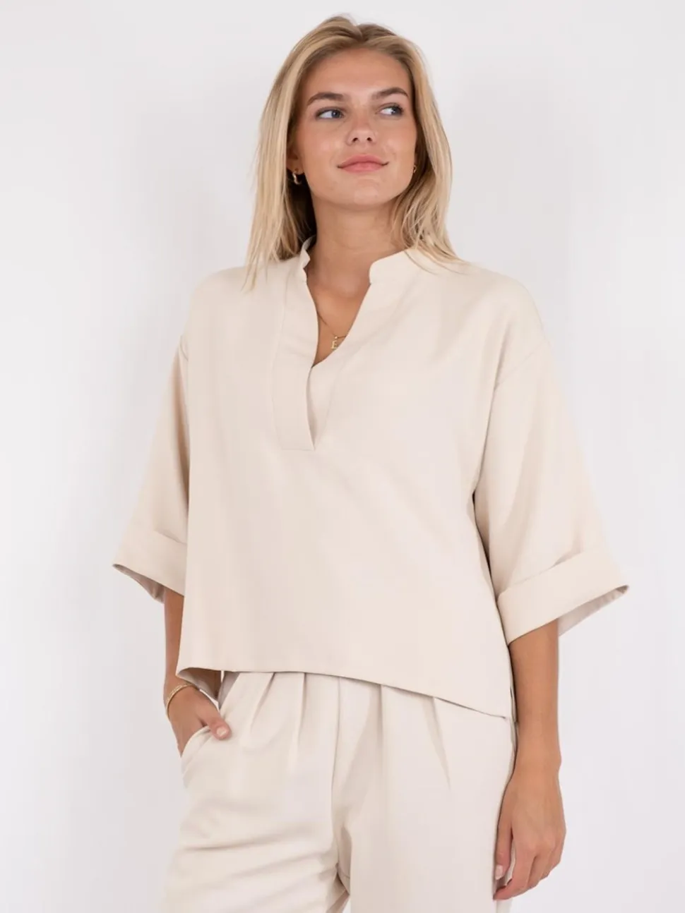 Luma Crepe Bluse, Creme, 36