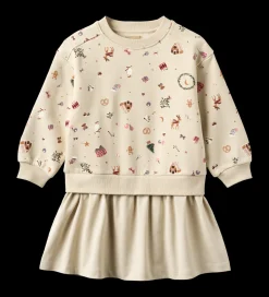 Maggie Sweat Kjole, Offwhite Holiday, 128 cm