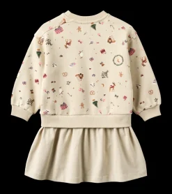 Maggie Sweat Kjole, Offwhite Holiday, 128 cm