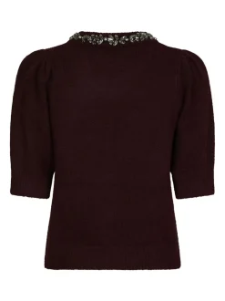 Maia Stone Knit Bluse, Wine, 38