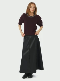 Maia Stone Knit Bluse, Wine, 38