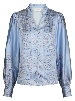 Massima Paisley Bluse, Light Blue, 38