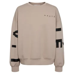 Maxi Split Logo Sweatshirt, Beige, S