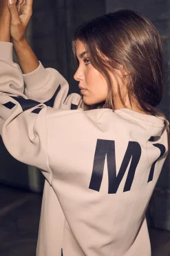 Maxi Split Logo Sweatshirt, Beige, S