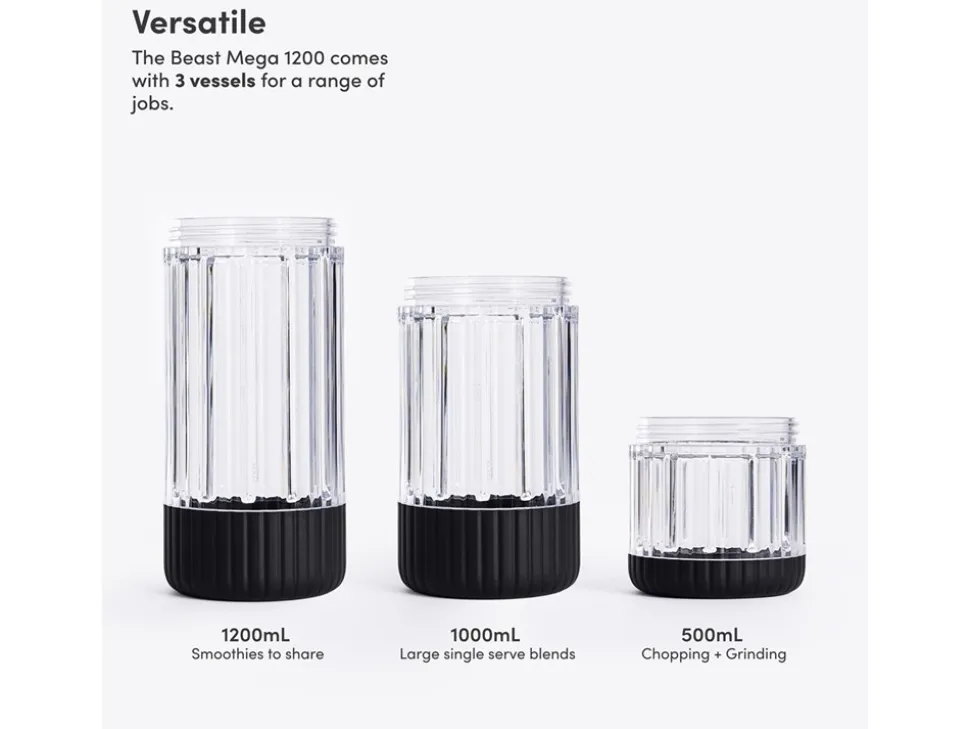 Mega Plus 1200 Blender, Carbon Black