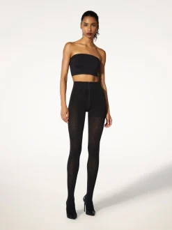 Merino Dot Tights, Black, S