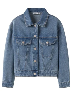 Mila Denim Jakke, Medium Blue Denim, 146 cm
