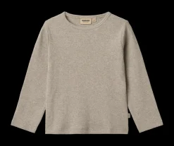 Milo Langærmet Rib T-shirt, Gravel Melange, 128 cm