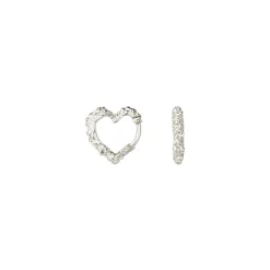 Mini Heart Crush Hoops, Silver
