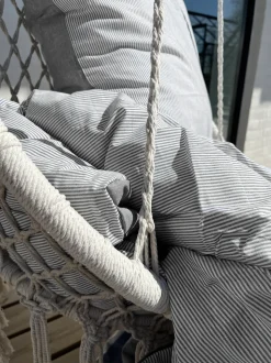 Mini Strib Sengelinned, Grå, 140x200 cm