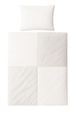 Mini Stripe Patchwork Sengelinned, Sand, 140x220 cm