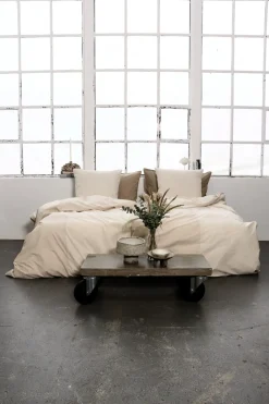 Mini Stripe Patchwork Sengelinned, Sand, 140x220 cm