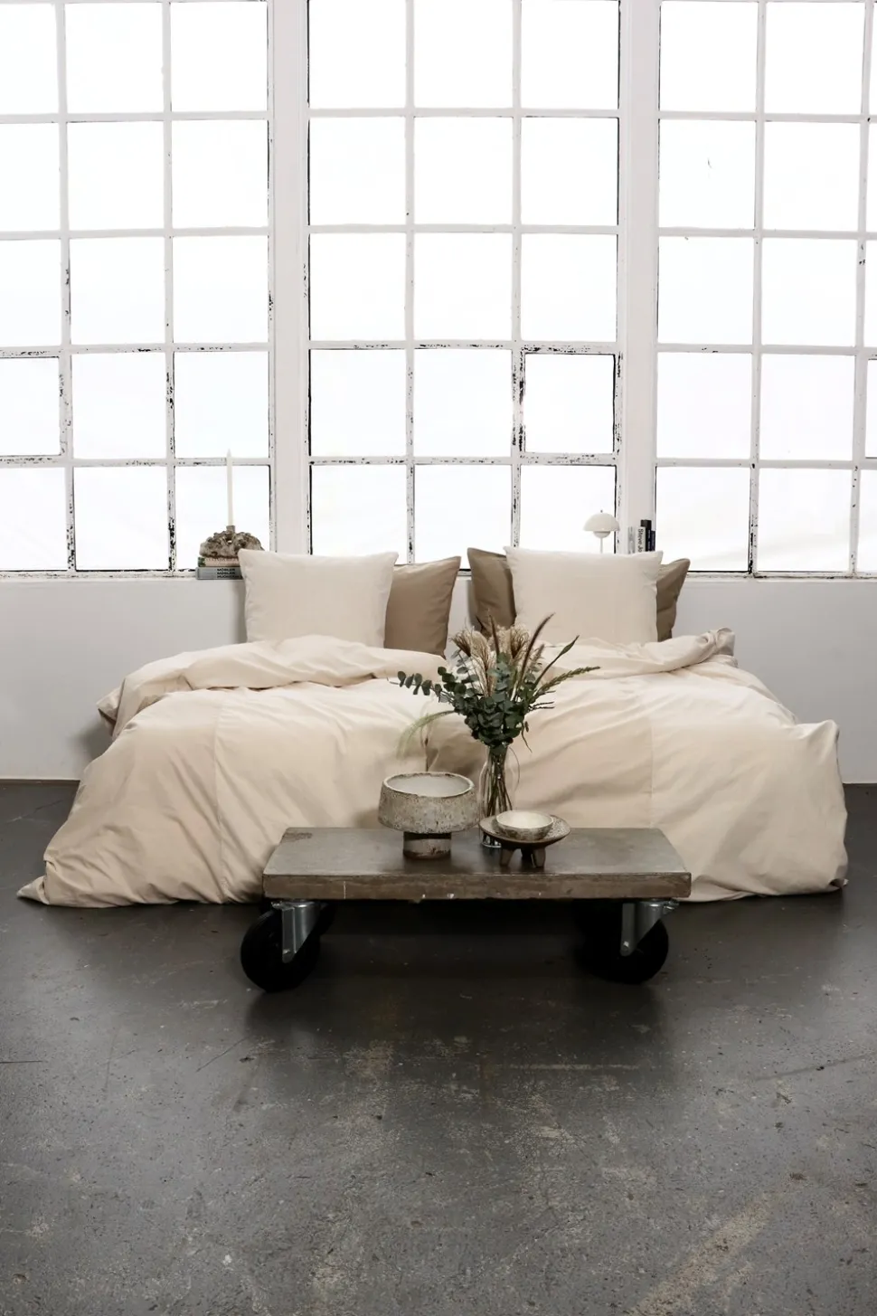 Mini Stripe Patchwork Sengelinned, Sand, 140x220 cm