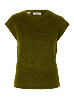 Mira Mohair Strikvest, Avocado, L