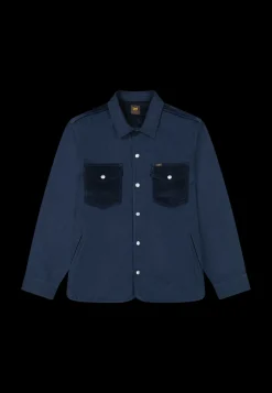 Mixed Media Overshirt, Rivet Navy, XXL
