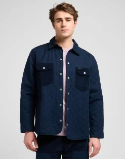 Mixed Media Overshirt, Rivet Navy, XXL