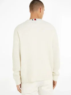 Monotype Kabelstrik Striktrøje, Ancient White/Desert Sky, M