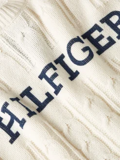 Monotype Kabelstrik Striktrøje, Ancient White/Desert Sky, M