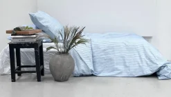 Multi Stripe Sengelinned, Light Blue, 140x200 cm