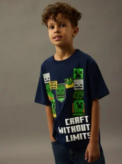 Nels Minecraft T-shirt, Navy Blazer, 134-140 cm