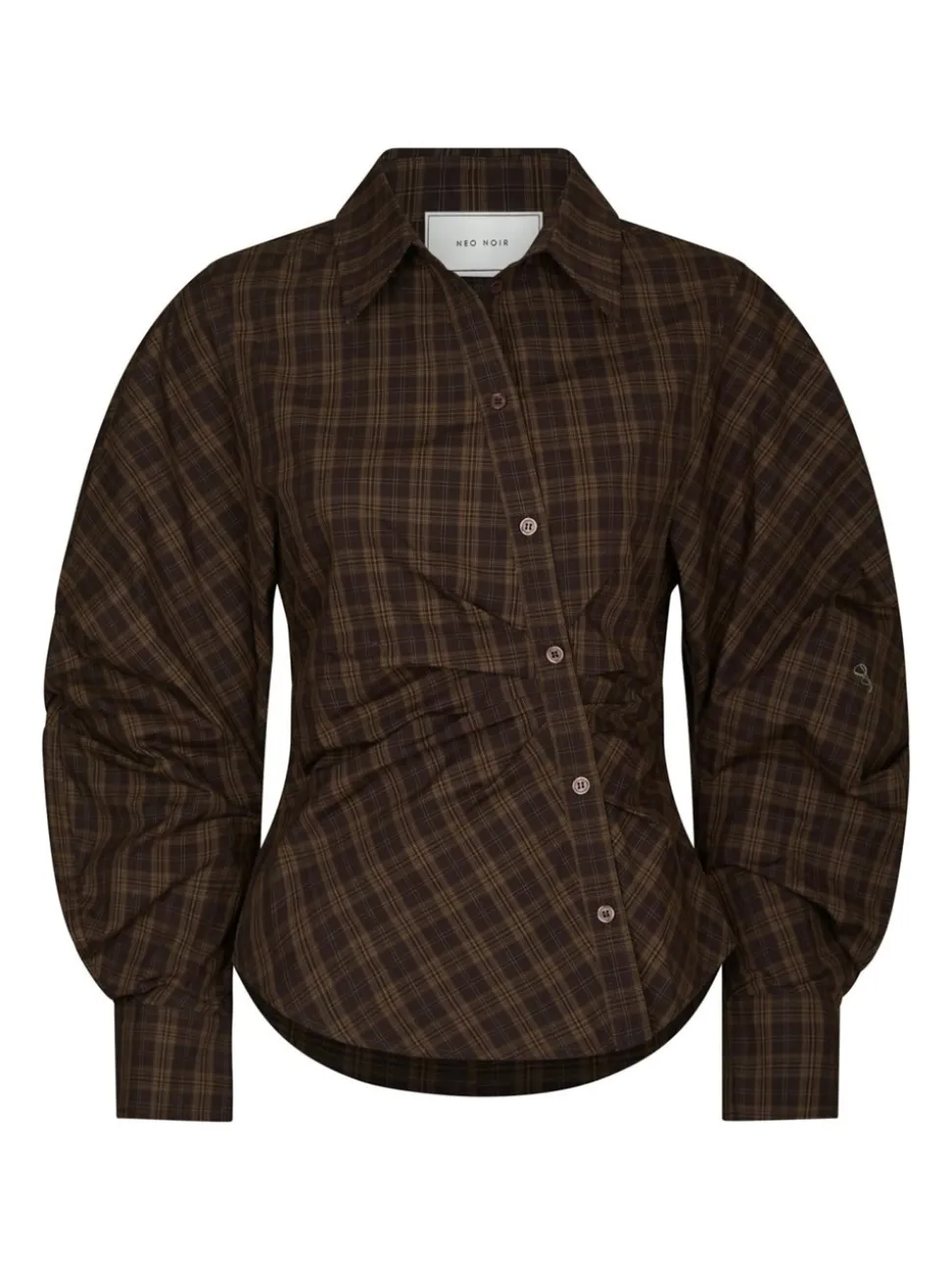 Neoella Check Skjorte, Dark Brown, 38