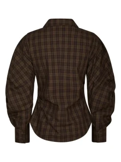 Neoella Check Skjorte, Dark Brown, 38