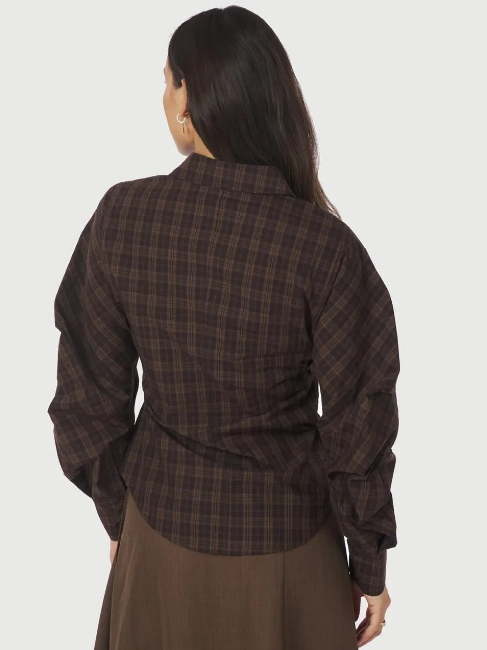Neoella Check Skjorte, Dark Brown, 38